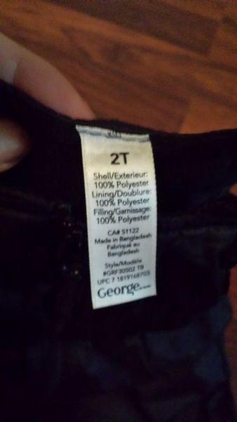 Size 2T toddler snow pants - Only used for one week