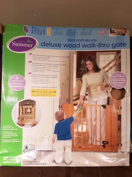 Walk through wooden baby gate