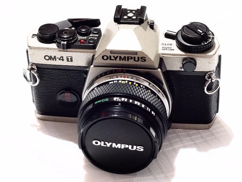 Olympus OM-4T (Titanium) champagne SLR camera
