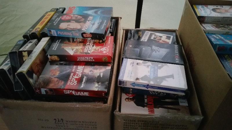 Lots of boxes of vhs movies