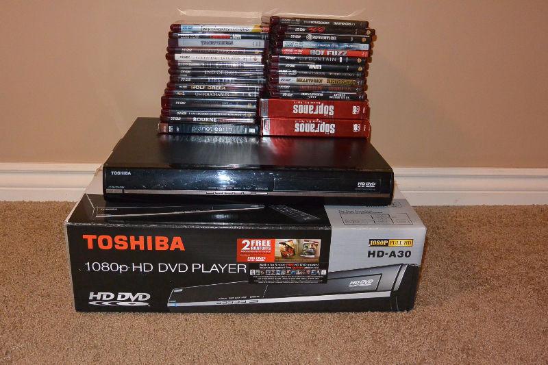 HD DVD player and over 25 movies