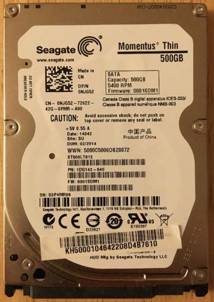 Laptop HDD 500GB - Seagate Momentus Thin 5400 RPM