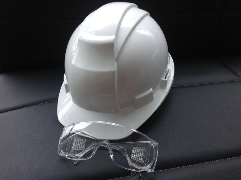 SAFETY HAT WHITE AND SAFETY GLASS NEW $10