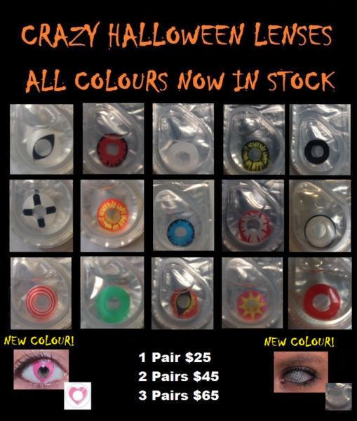 Crazy/Halloween Lenses are in stock! PROMOS ON NOW!