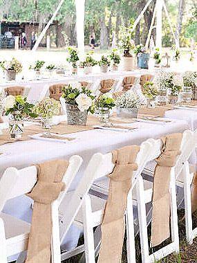 Wedding rustic double lace burlap table runner and chair sash