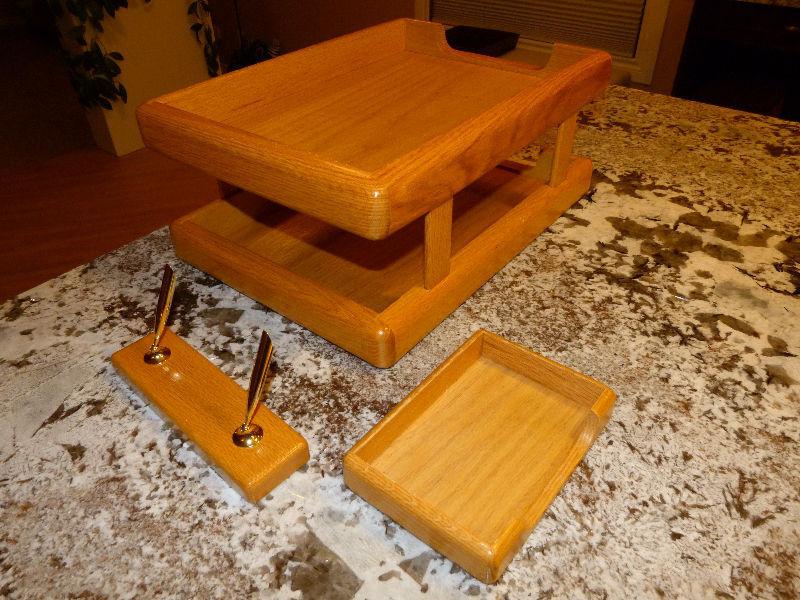 Beautiful, Solid Oak Desk Set