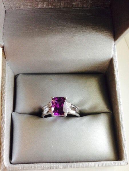 BEAUTIFUL•••Purple Sapphire 10kt White Gold Filled Ring!!!
