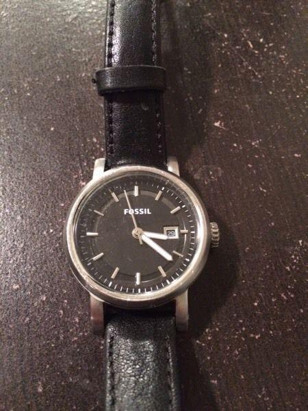 Fossil ladies watch black leather