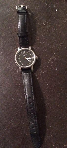 Fossil ladies watch black leather