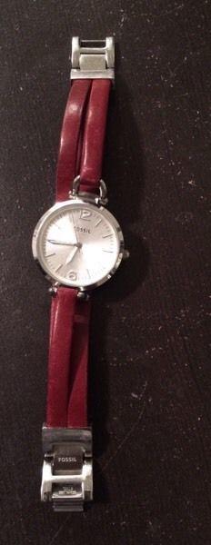 Fossil ladies watch red leather