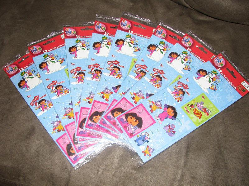 Brand new sealed Dora Christmas adhesive gift tags