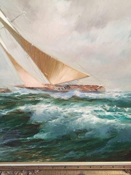 Sail Boat and Ocean Scene by Renato Longanesi