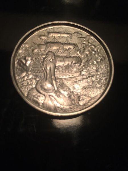 Silver,.999,HIGH RELIEF, PIRATE,MERMAID,SKULL,coin, 2- oz