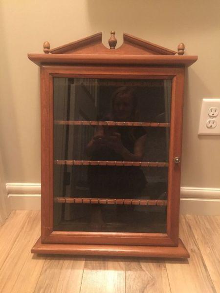 Walnut Collectible Spoon Display Case Cabinet Holder Wall Rack