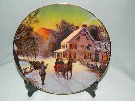 Vintage Avon Christmas Plate - Home For The Holidays - 1989