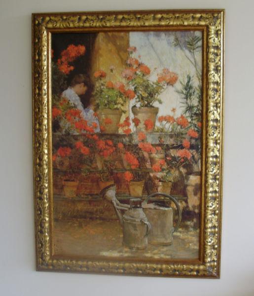 Geraniums 1888 by Frederick Childe Hassam, Large, Framed