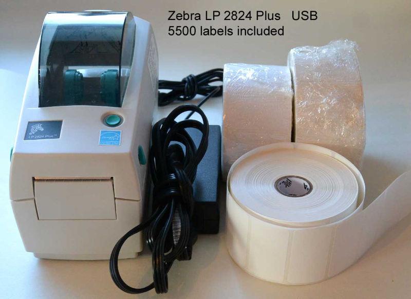 Zebra LP 2824 plus Thermal Label Printer, USB, c/w 5500 labels