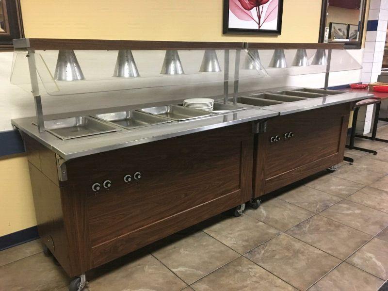 Hot holders, ice machine, tables and chairs