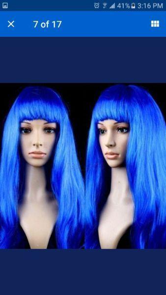 Brand new cerulean blue wig