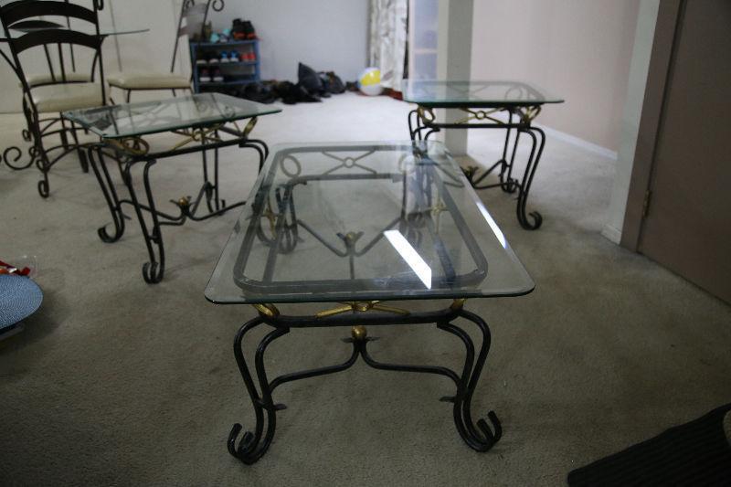 Glass Coffee table and matching side tables