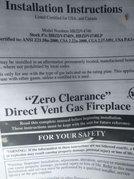 Kingsman Zero Clearance Direct Vent Fire Place