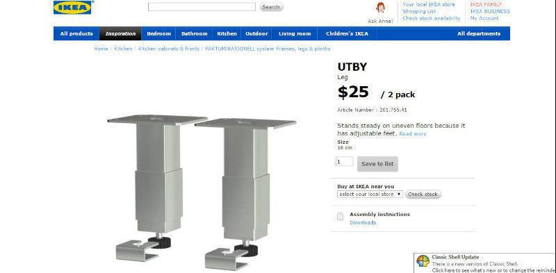 Brand new IKEA UTBY kitchen leg 4
