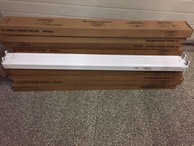 Brand New In the Box 13 Lithonia Lighting 2 tube light fixtures