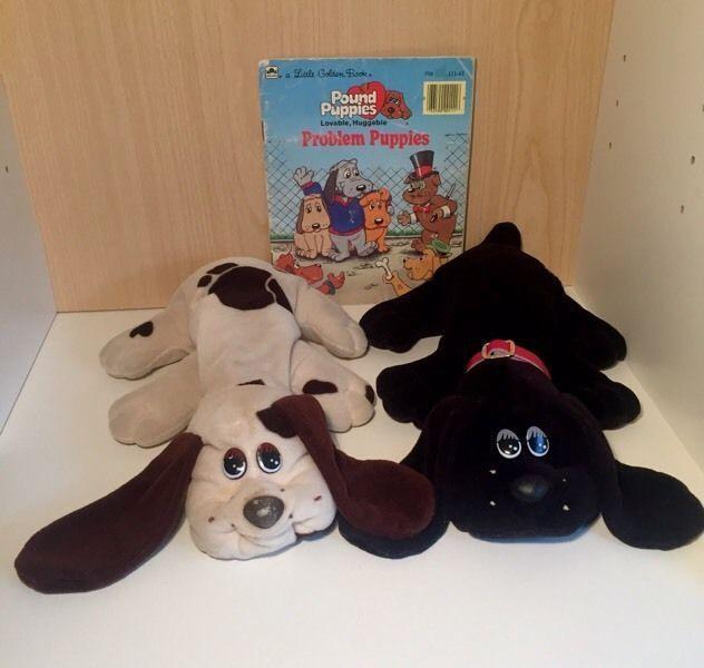 Two 1980s Pound Puppies & Book