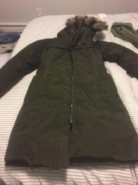The North Face Olive Green Down Parka, Size Small