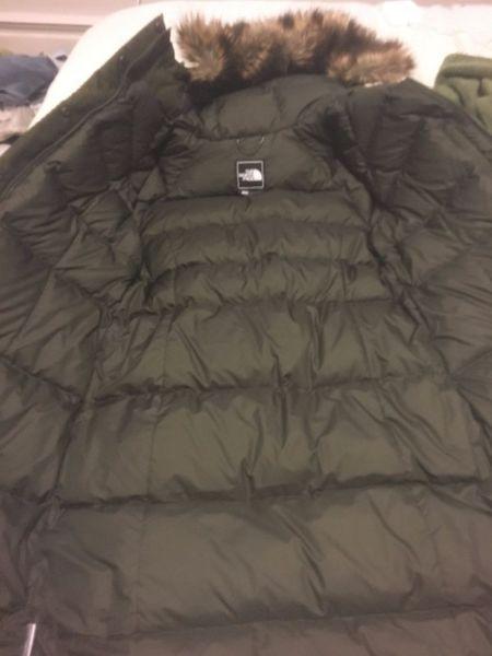 The North Face Olive Green Down Parka, Size Small